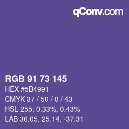 Color code: RGB 91 73 145 | qconv.com