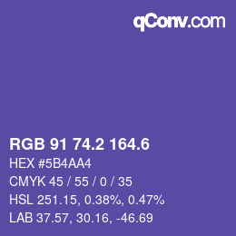カラーコード: RGB 91 74.2 164.6 | qconv.com