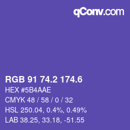 カラーコード: RGB 91 74.2 174.6 | qconv.com