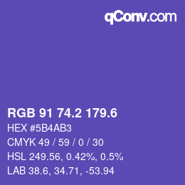 カラーコード: RGB 91 74.2 179.6 | qconv.com