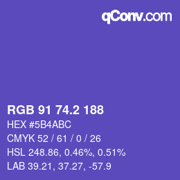 カラーコード: RGB 91 74.2 188 | qconv.com