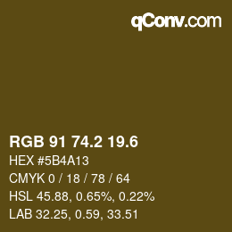 カラーコード: RGB 91 74.2 19.6 | qconv.com