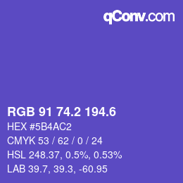 カラーコード: RGB 91 74.2 194.6 | qconv.com