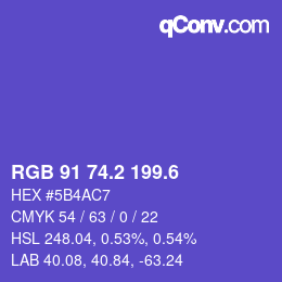 カラーコード: RGB 91 74.2 199.6 | qconv.com