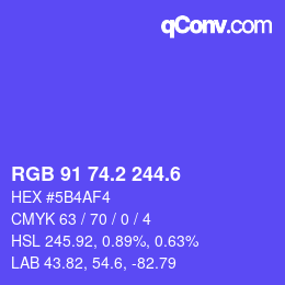 カラーコード: RGB 91 74.2 244.6 | qconv.com