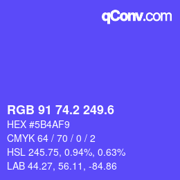 カラーコード: RGB 91 74.2 249.6 | qconv.com