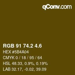 カラーコード: RGB 91 74.2 4.6 | qconv.com