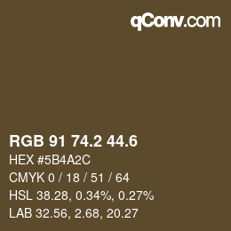 カラーコード: RGB 91 74.2 44.6 | qconv.com
