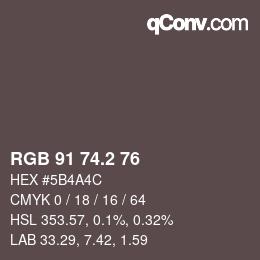 カラーコード: RGB 91 74.2 76 | qconv.com