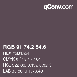カラーコード: RGB 91 74.2 84.6 | qconv.com