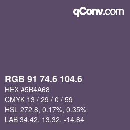 カラーコード: RGB 91 74.6 104.6 | qconv.com