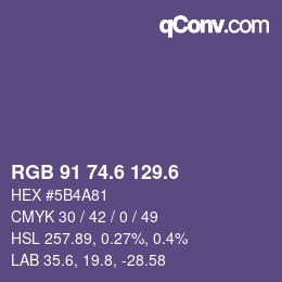 カラーコード: RGB 91 74.6 129.6 | qconv.com