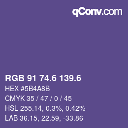 カラーコード: RGB 91 74.6 139.6 | qconv.com