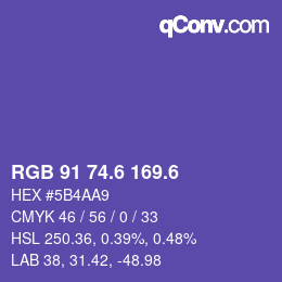 カラーコード: RGB 91 74.6 169.6 | qconv.com