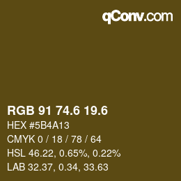 カラーコード: RGB 91 74.6 19.6 | qconv.com