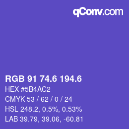 カラーコード: RGB 91 74.6 194.6 | qconv.com