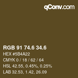 カラーコード: RGB 91 74.6 34.6 | qconv.com