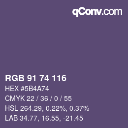 カラーコード: RGB 91 74 116 | qconv.com