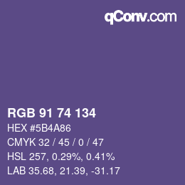 Color code: RGB 91 74 134 | qconv.com