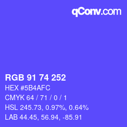 カラーコード: RGB 91 74 252 | qconv.com