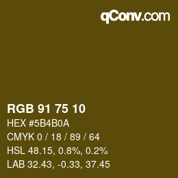 カラーコード: RGB 91 75 10 | qconv.com