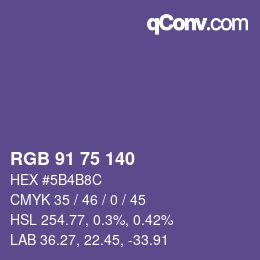 Color code: RGB 91 75 140 | qconv.com