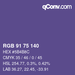 颜色代码: RGB 91 75 140 | qconv.com