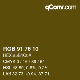 Código de color: RGB 91 76 10 | qconv.com