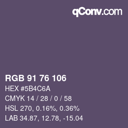 Color code: RGB 91 76 106 | qconv.com