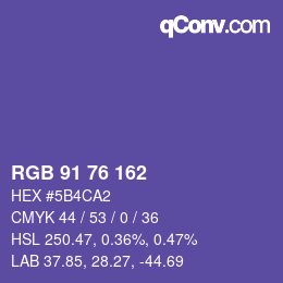 カラーコード: RGB 91 76 162 | qconv.com