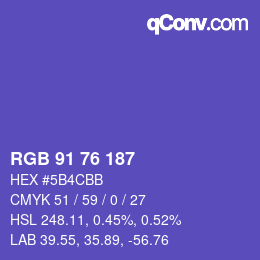Color code: RGB 91 76 187 | qconv.com