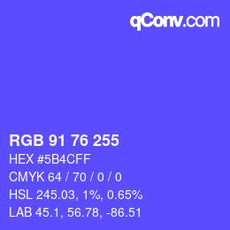 Color code: RGB 91 76 255 | qconv.com