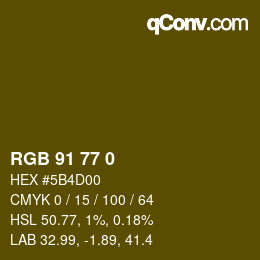 カラーコード: RGB 91 77 0 | qconv.com