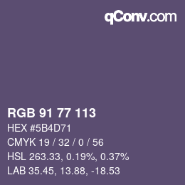 颜色代码: RGB 91 77 113 | qconv.com