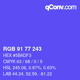 Farbcode: RGB 91 77 243 | qconv.com