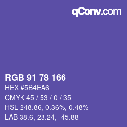 Color code: RGB 91 78 166 | qconv.com