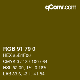 カラーコード: RGB 91 79 0 | qconv.com