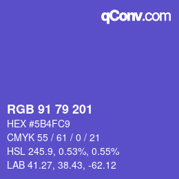 Farbcode: RGB 91 79 201 | qconv.com