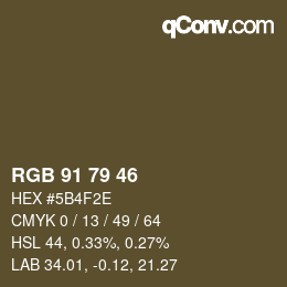 Farbcode: RGB 91 79 46 | qconv.com