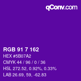 Color code: RGB 91 7 162 | qconv.com