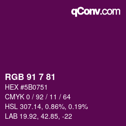 Color code: RGB 91 7 81 | qconv.com