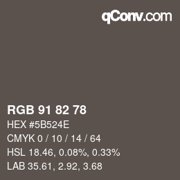 Código de color: RGB 91 82 78 | qconv.com