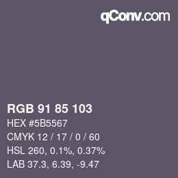 Color code: RGB 91 85 103 | qconv.com