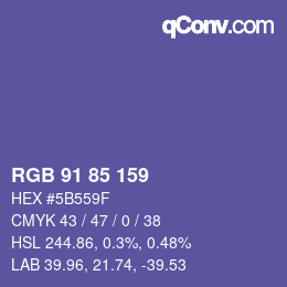 颜色代码: RGB 91 85 159 | qconv.com