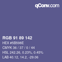 Color code: RGB 91 89 142 | qconv.com