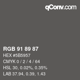 Código de color: RGB 91 89 87 | qconv.com