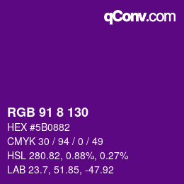 颜色代码: RGB 91 8 130 | qconv.com