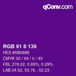 カラーコード: RGB 91 8 139 | qconv.com