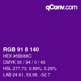 颜色代码: RGB 91 8 140 | qconv.com