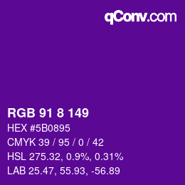 カラーコード: RGB 91 8 149 | qconv.com